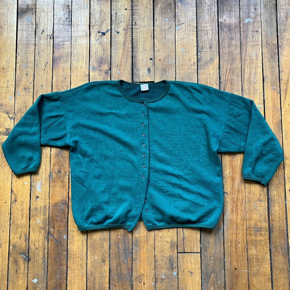 Vintage green button up sweatshirt